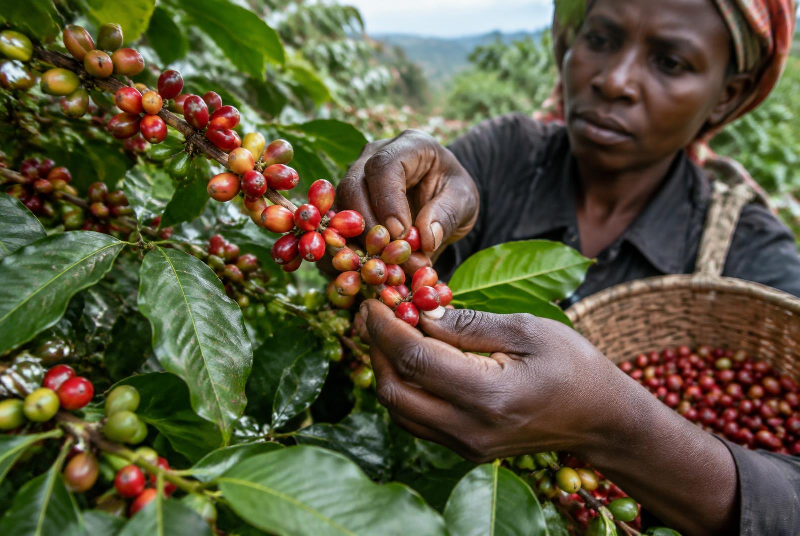 Ripe coffee cherries in the southern highlands